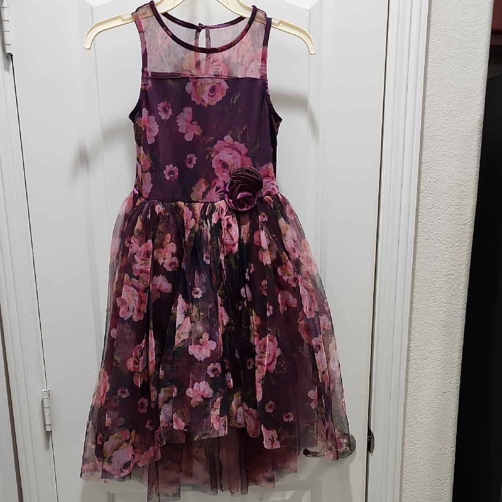 Zunie Elegant Floral Dress in Purple and Pink